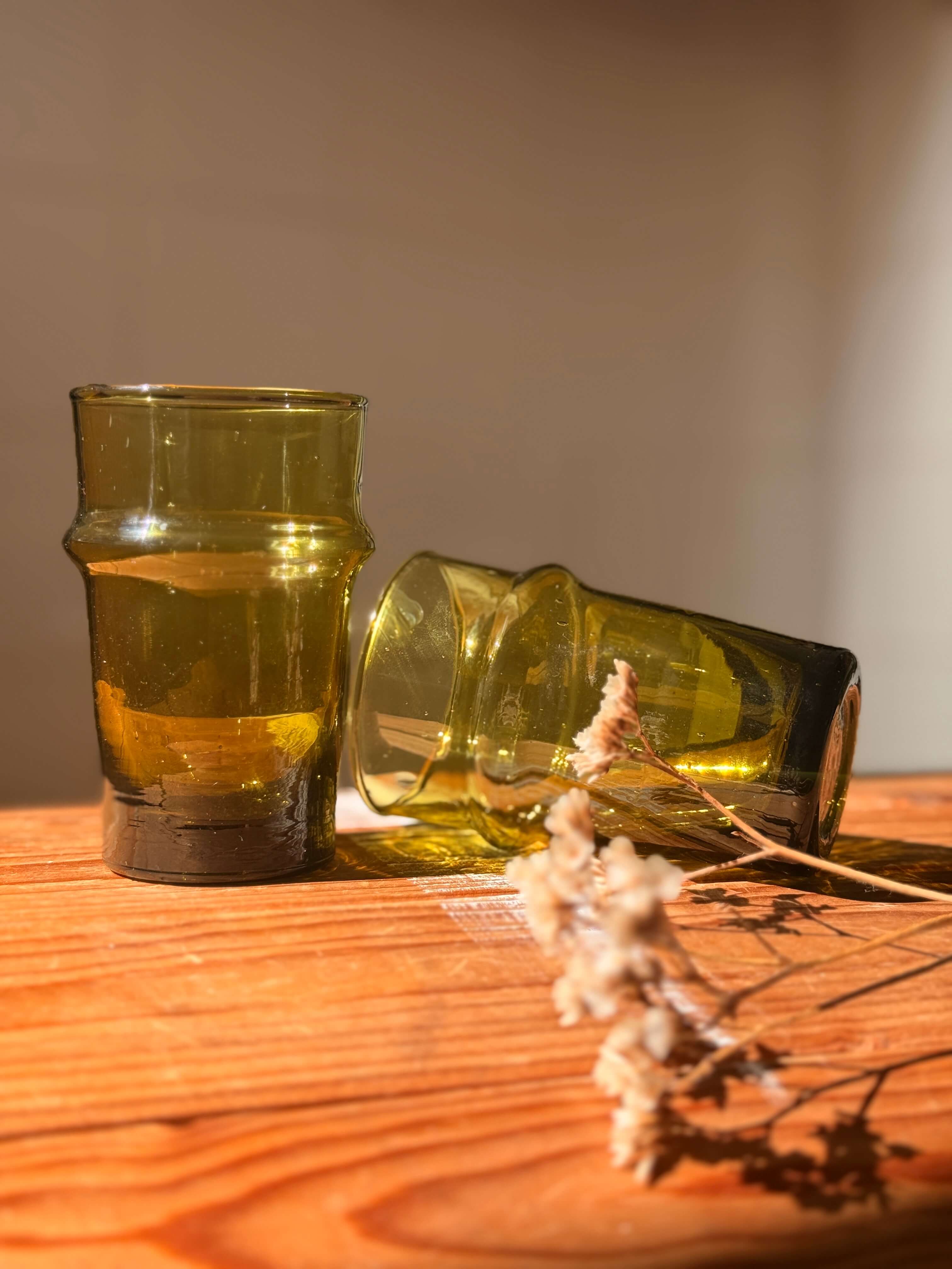 Beldi Glass Set | Tall | Amber - Tissire Atelier - BeldiTallAmber