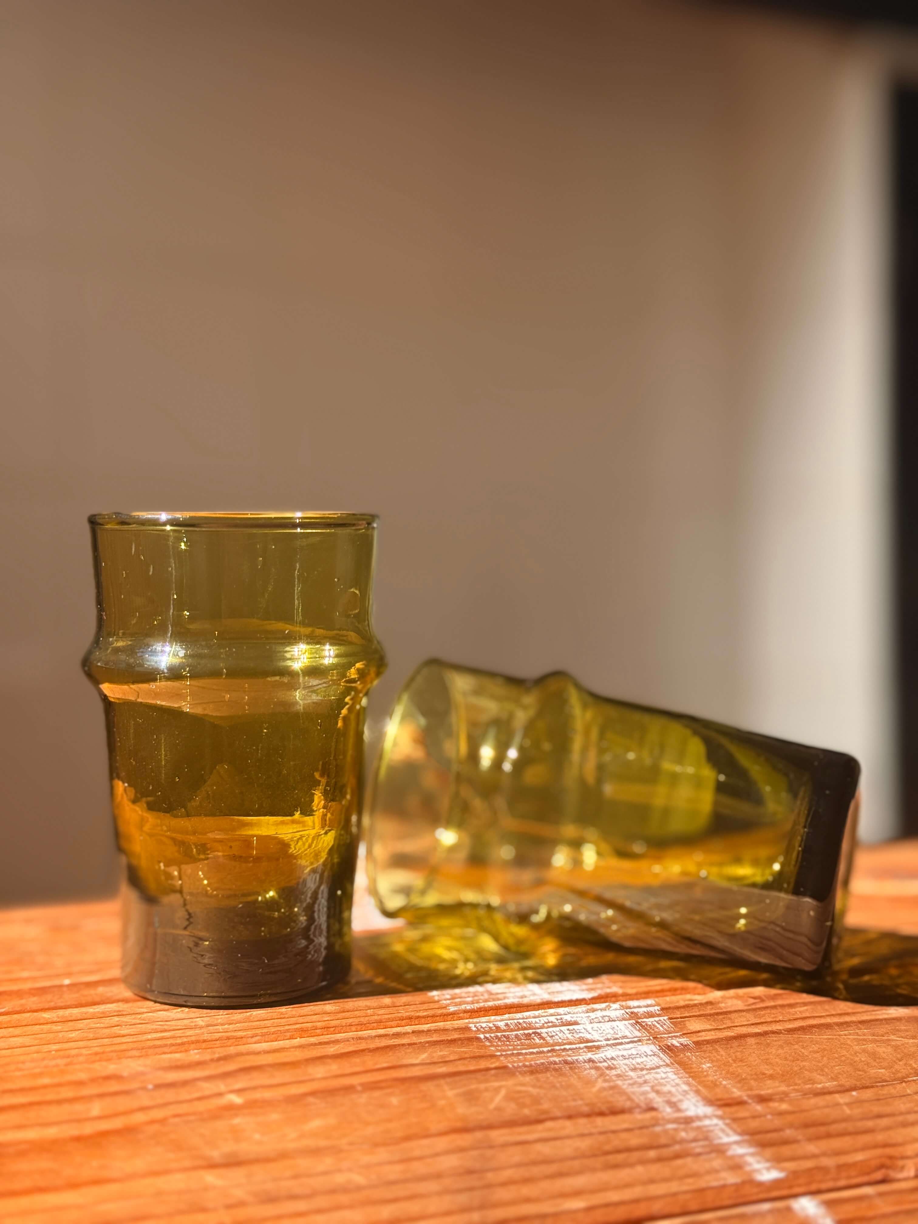 Beldi Glass Set | Tall | Amber - Tissire Atelier - BeldiTallAmber