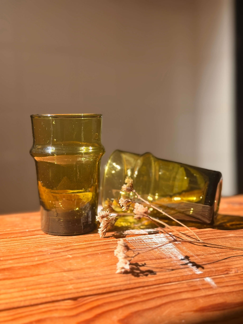 Beldi Glass Set | Tall | Amber - Tissire Atelier - BeldiTallAmber