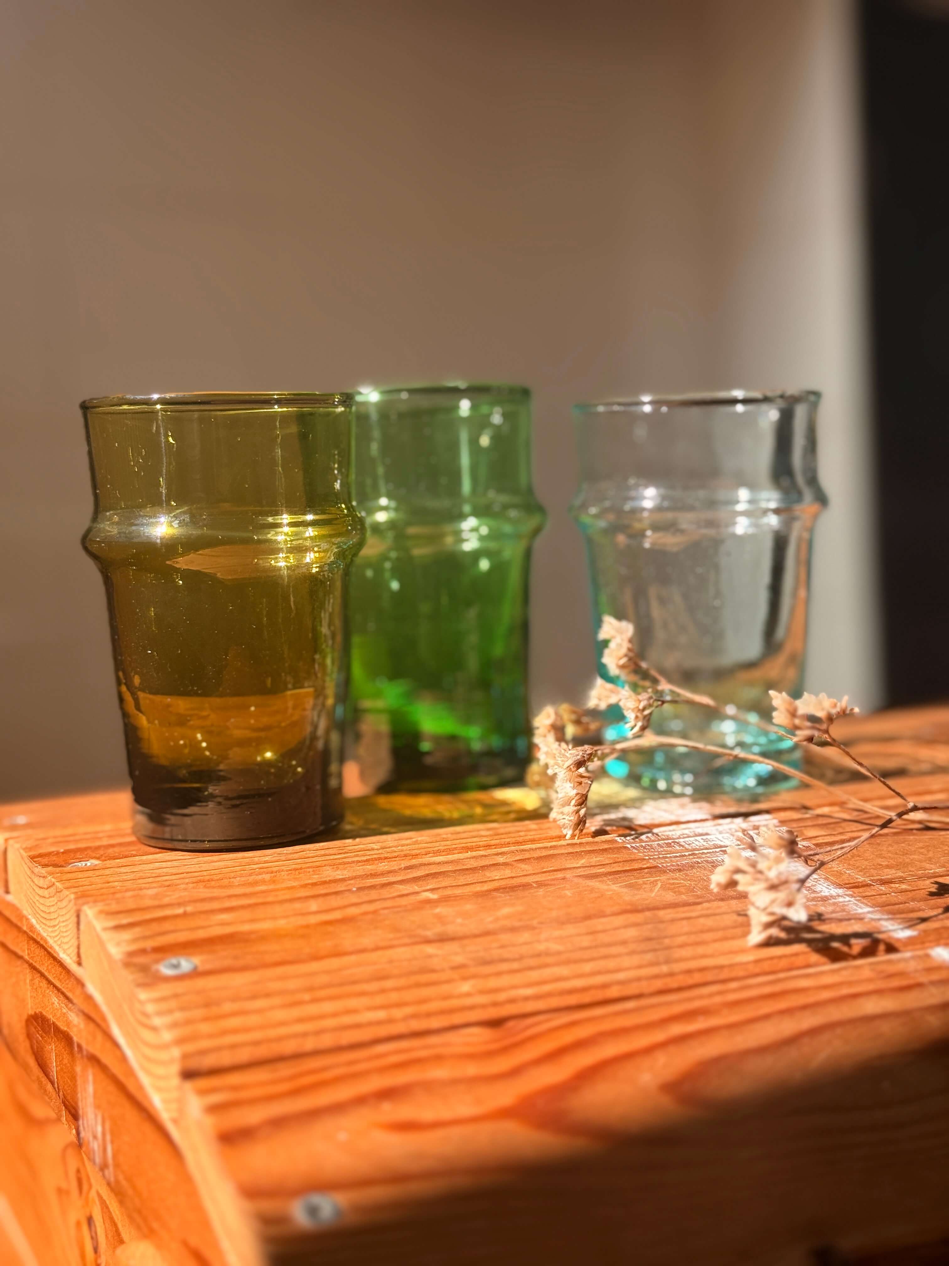Beldi Glass Set | Tall | Amber - Tissire Atelier - BeldiTallAmber