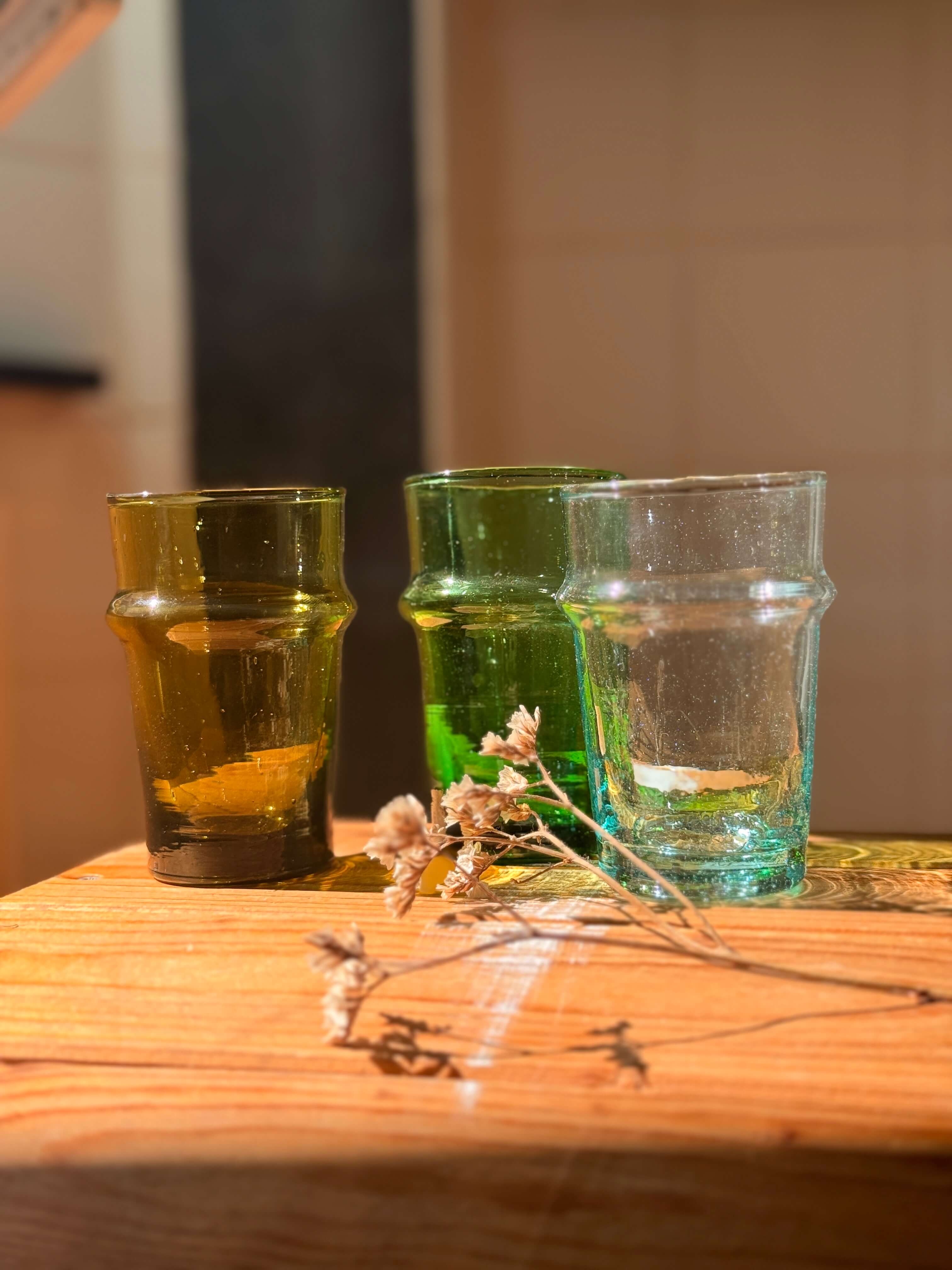 Beldi Glass Set | Tall | Amber - Tissire Atelier - BeldiTallAmber