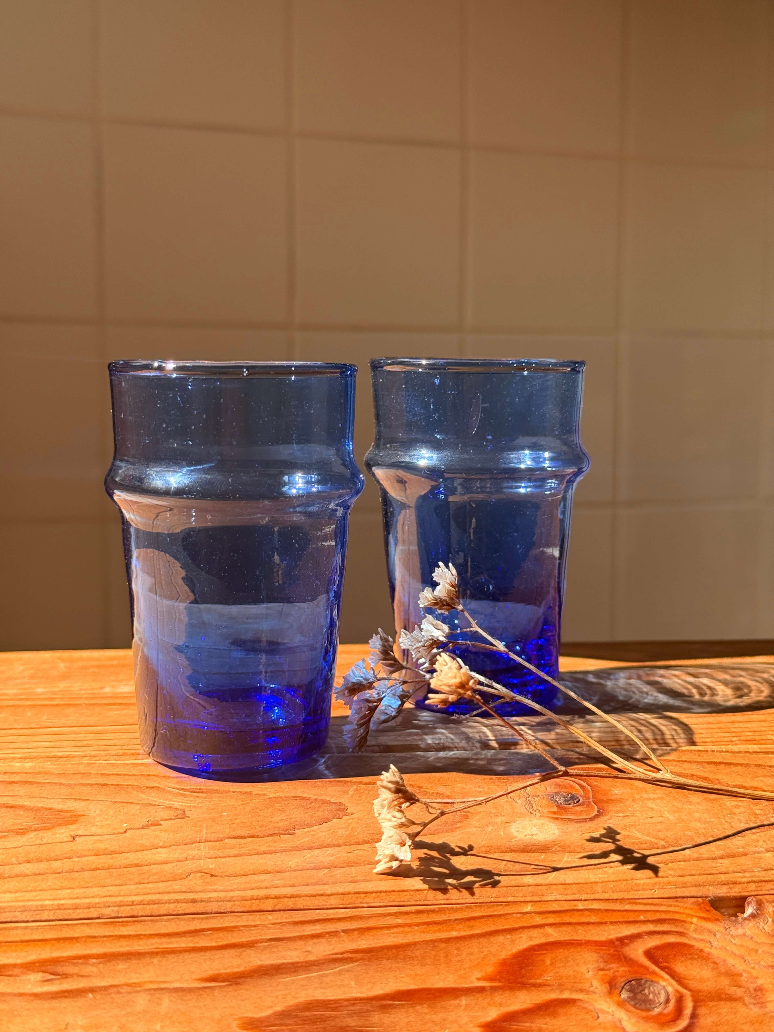Beldi Glass Set | Tall | Blue - Tissire Atelier - BeldiTallBlue