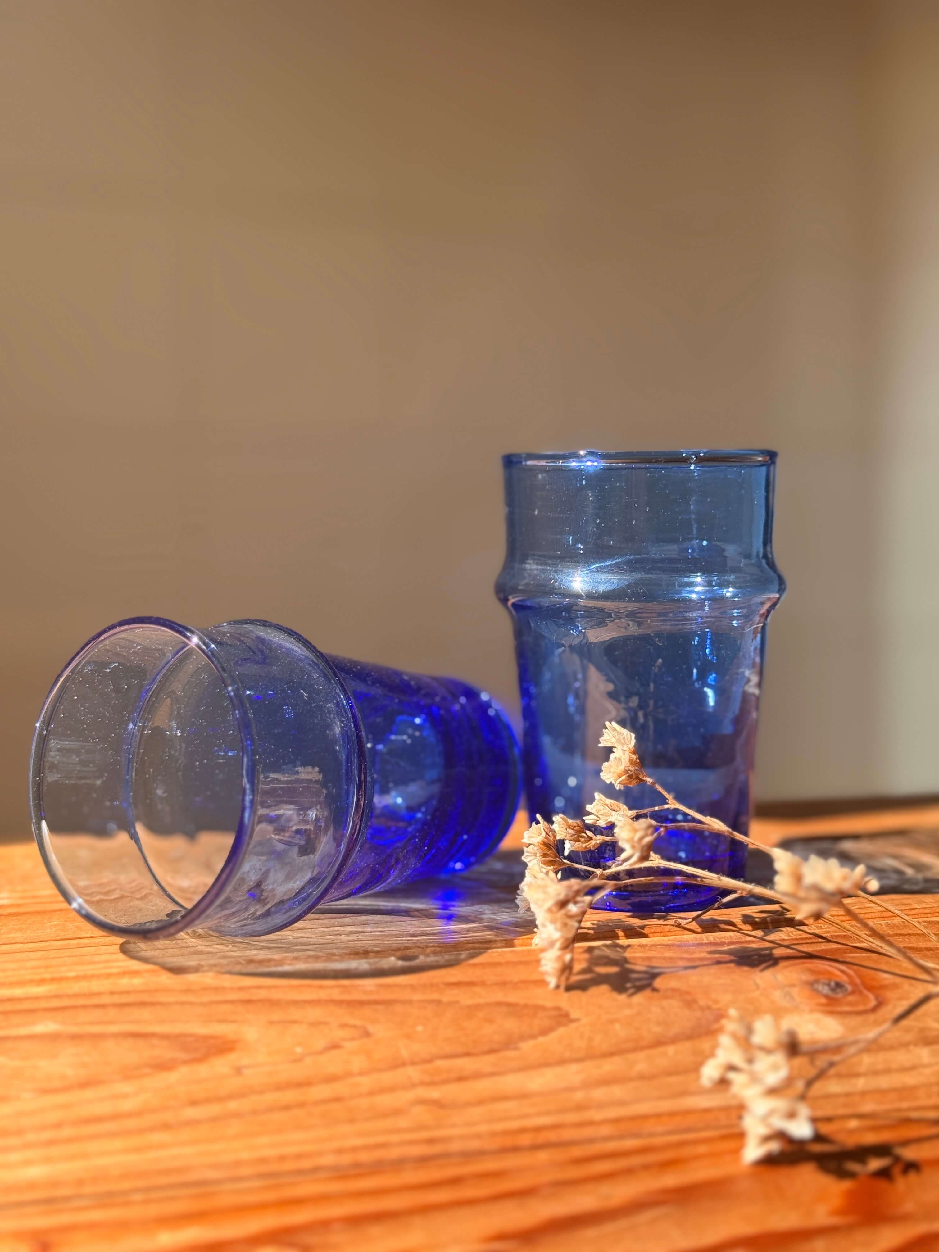 Beldi Glass Set | Tall | Blue - Tissire Atelier - BeldiTallBlue