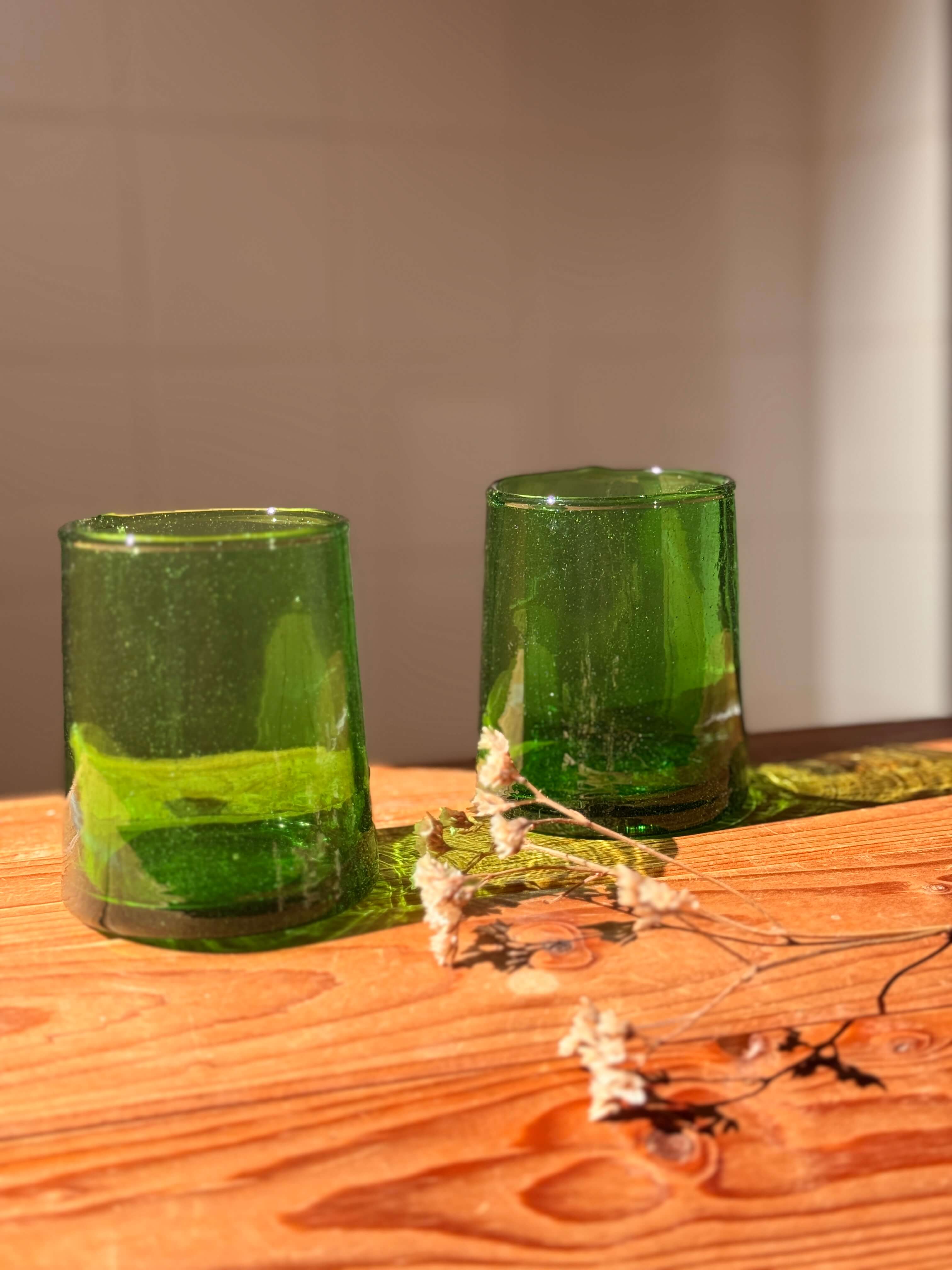 Beldi Glass Set | Tumbler | Green Olive - Tissire Atelier - BeldiModernGreen-3