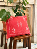 Handmade Moroccan Amazigh (Berber) Silk Pillow Cover - Tribal Embroidered Cushion - Tissire Atelier - SilkPillowCover-4