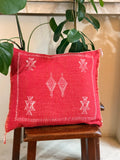 Handmade Moroccan Amazigh (Berber) Silk Pillow Cover - Tribal Embroidered Cushion - Tissire Atelier - SilkPillowCover-1