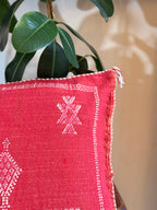 Handmade Moroccan Amazigh (Berber) Silk Pillow Cover - Tribal Embroidered Cushion - Tissire Atelier - SilkPillowCover-4