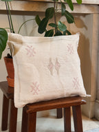 Handmade Moroccan Amazigh (Berber) Silk Pillow Cover - Tribal Embroidered Cushion - Tissire Atelier - SilkPillowCover-4