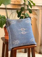 Handmade Moroccan Amazigh (Berber) Silk Pillow Cover - Tribal Embroidered Cushion - Tissire Atelier - SilkPillowCover-5
