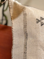 Handmade Moroccan Amazigh (Berber) Silk Pillow Cover - Tribal Embroidered Cushion - Tissire Atelier - SilkPillowCover-4