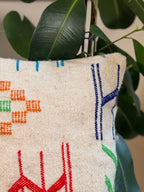Handmade Moroccan Amazigh (Berber) Wool Pillow Cover - Tribal Embroidered Cushion - Beni Ourain - Tissire Atelier - 