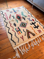 Amazigh (Berber) Rug - Cream with Symbols - Moroccan Wool Rug - Tissire Atelier - 