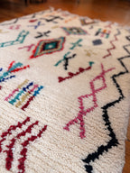 Amazigh (Berber) Rug - Cream with Symbols - Moroccan Wool Rug - Tissire Atelier - 