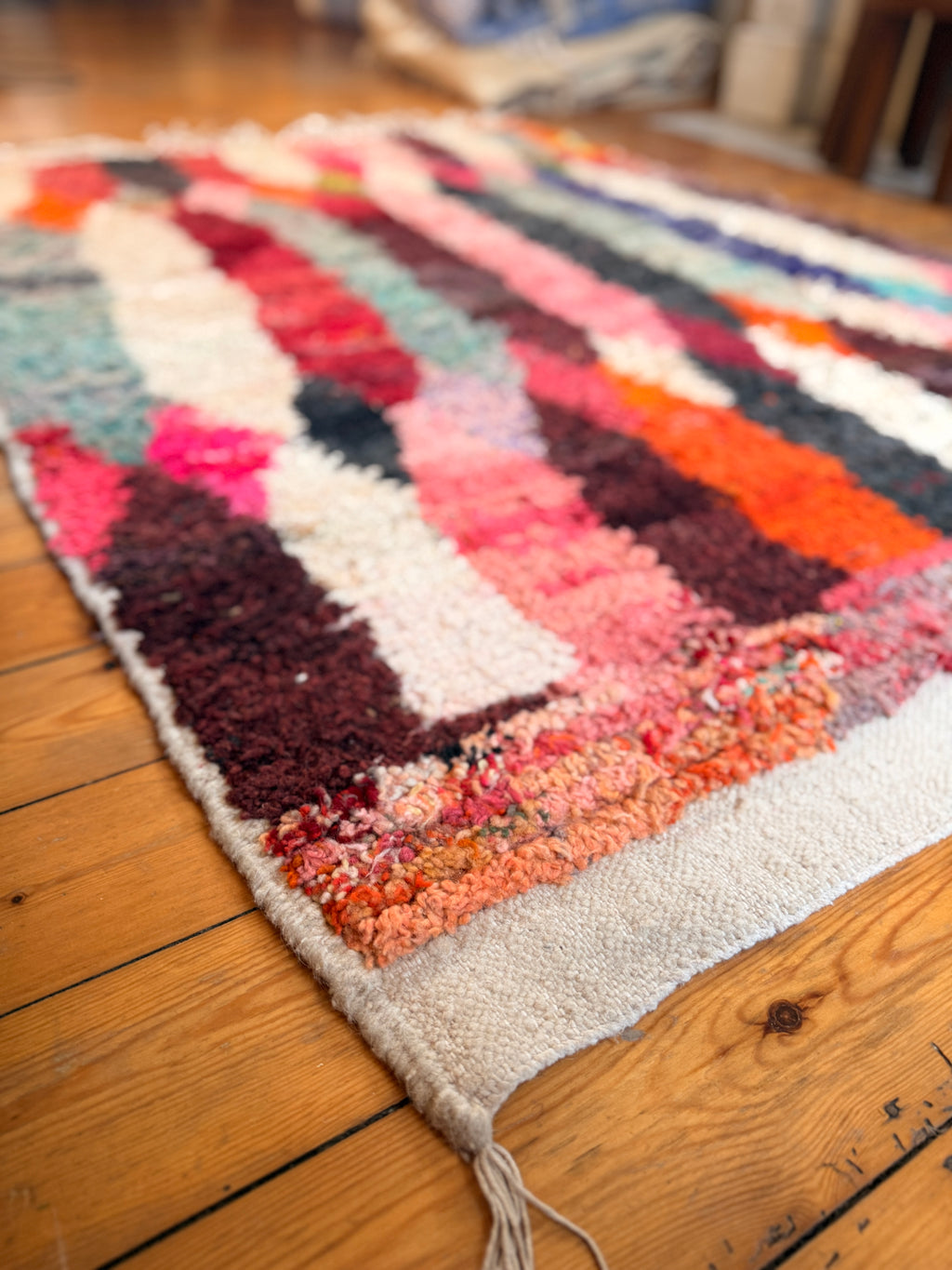 Amazigh (Berber) Rug - Vintage Colourful - Moroccan Wool Carpet - Tissire Atelier - 