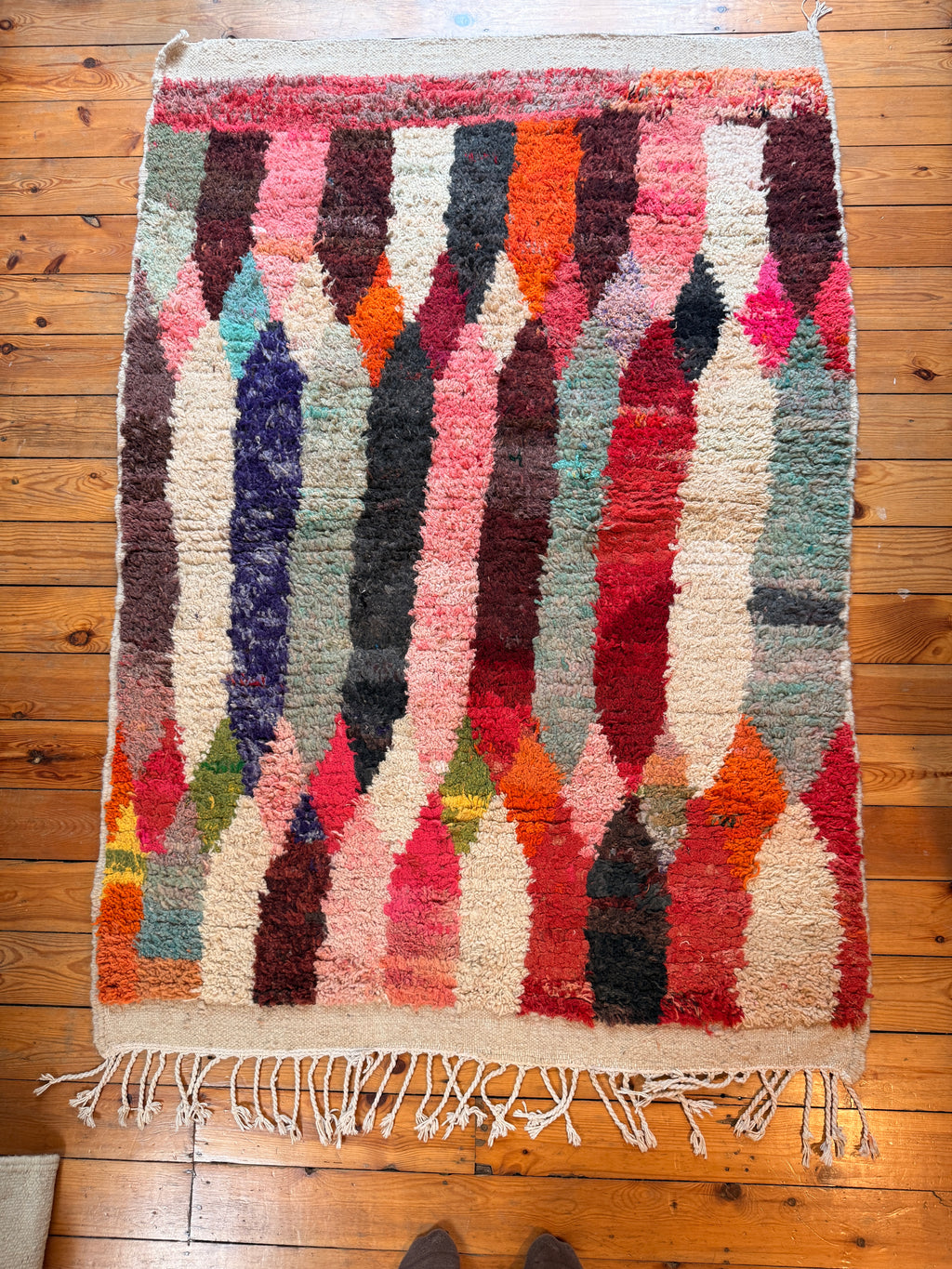 Amazigh (Berber) Rug - Vintage Colourful - Moroccan Wool Carpet - Tissire Atelier - 