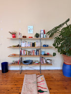 Amazigh (Berber) Rug - Cream with Colored lines - Moroccan Wool Carpet - Tissire Atelier - 