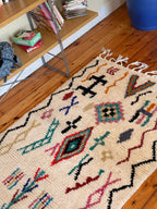 Amazigh (Berber) Rug - Cream with Symbols - Moroccan Wool Rug - Tissire Atelier - 