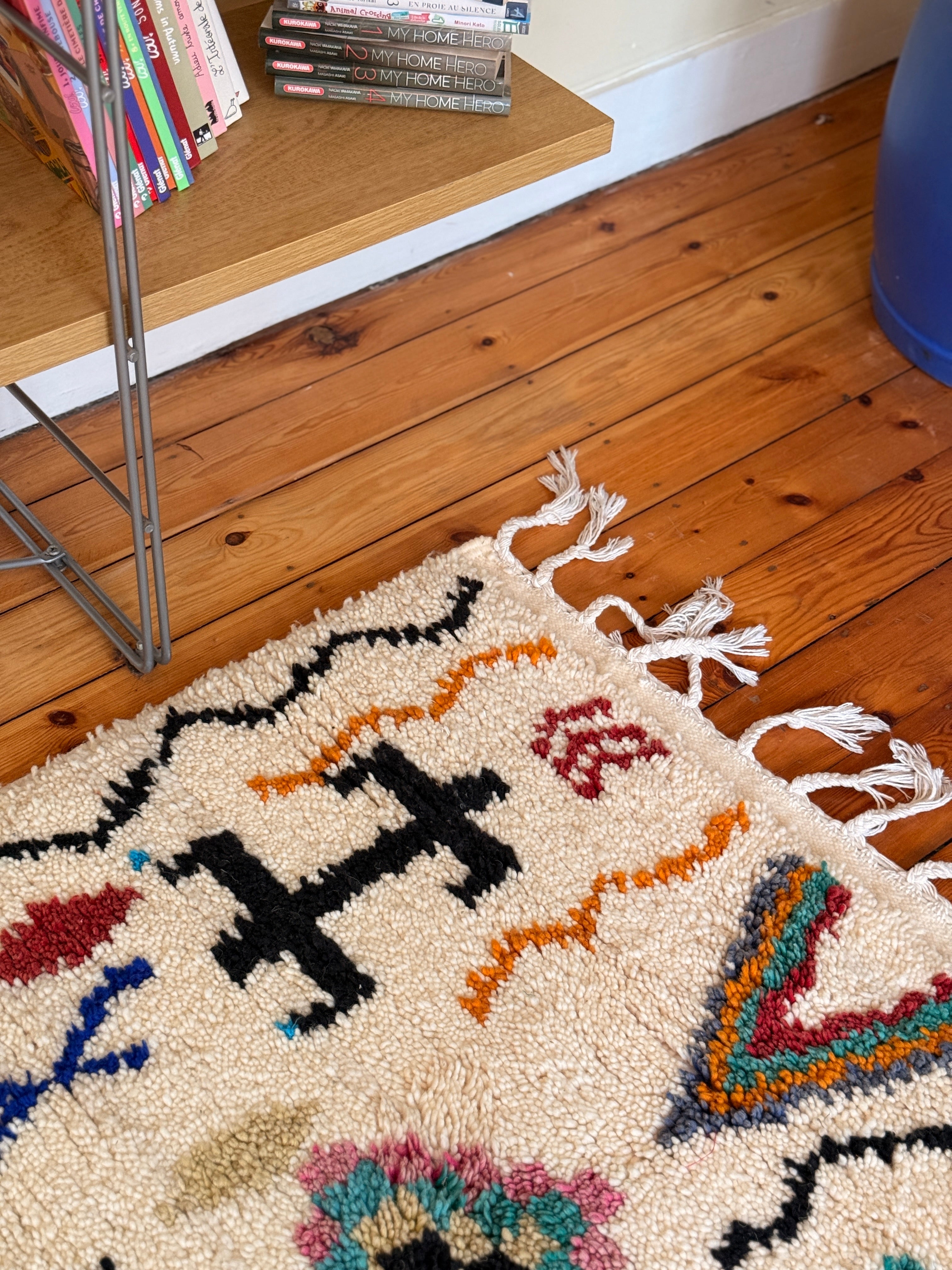 Amazigh (Berber) Rug - Cream with Symbols - Moroccan Wool Rug - Tissire Atelier - 
