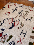 Large Amazigh (Berber) Rug - Cream - Moroccan Wool Carpet - Tissire Atelier - 
