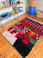 Amazigh (Berber) Rug - Red Tones - Moroccan Wool Carpet - Tissire Atelier - 