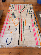 Large Amazigh (Berber) Rug - Cream with Lines - Moroccan Wool Carpet - Tissire Atelier - 