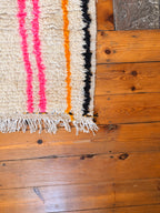 Large Amazigh (Berber) Rug - Cream with Lines - Moroccan Wool Carpet - Tissire Atelier - 