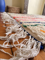 Large Amazigh (Berber) Rug - Cream with Lines - Moroccan Wool Carpet - Tissire Atelier - 