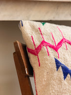 Moroccan Amazigh (Berber) Wool Pillow Cover | Hand - Embroidered Cushion Cover - Tissire Atelier - 