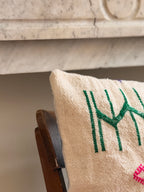 Moroccan Amazigh (Berber) Wool Pillow Cover | Hand - Embroidered Cushion Cover - Tissire Atelier - 