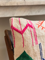 Moroccan Amazigh (Berber) Wool Pillow Cover | Hand - Embroidered Cushion Cover - Tissire Atelier - 