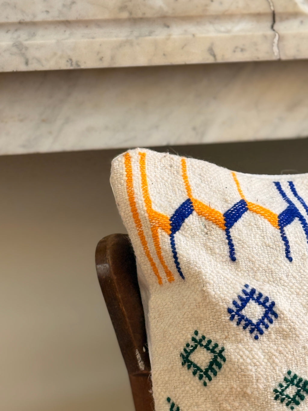 Moroccan Amazigh (Berber) Wool Pillow Cover | Hand - Embroidered Cushion Cover - Tissire Atelier - 
