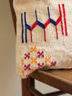 Moroccan Amazigh (Berber) Wool Pillow Cover | Hand - Embroidered Cushion Cover - Tissire Atelier - 