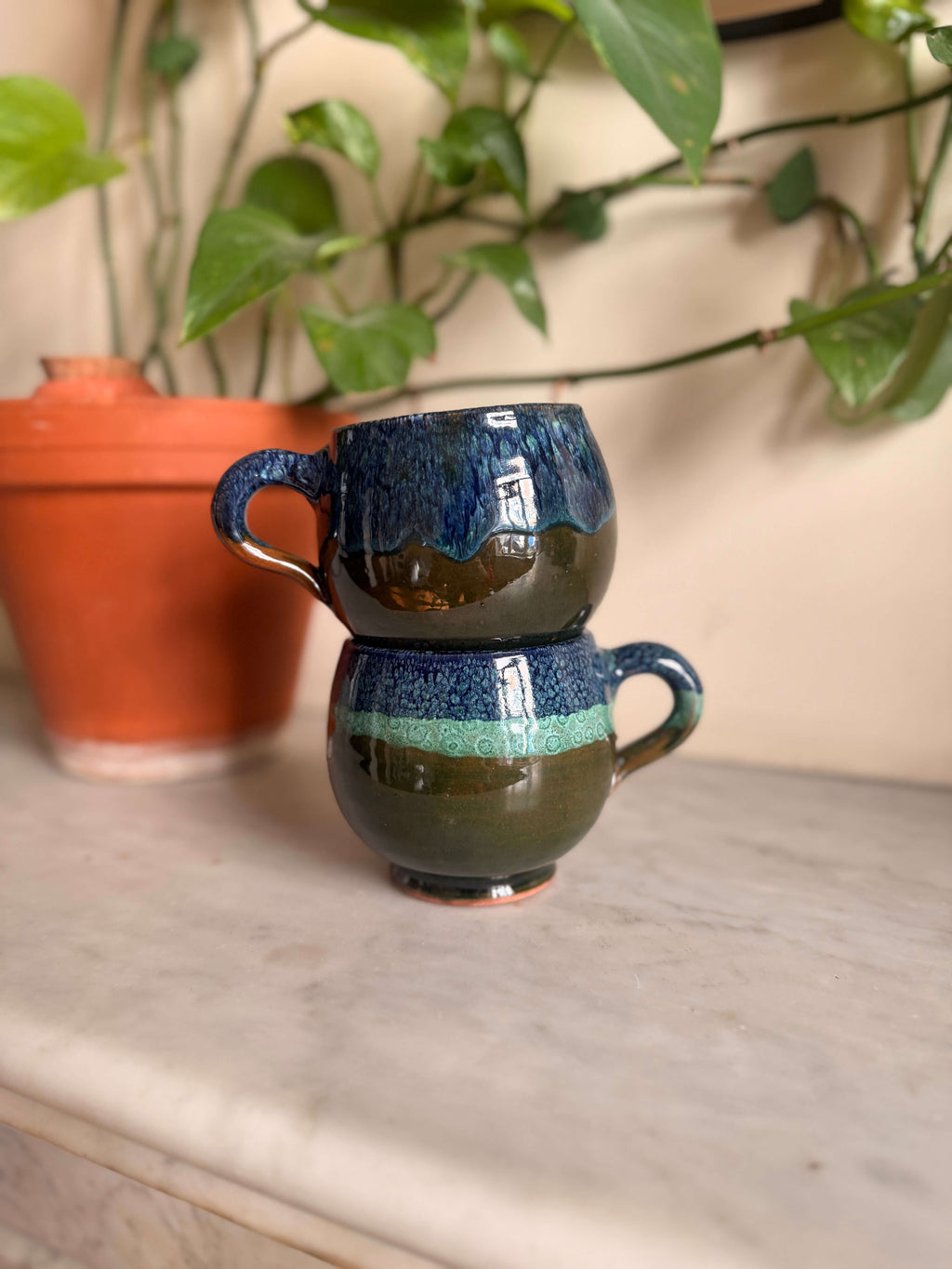 Large Ceramic Mug | Drip Glaze - Tissire Atelier - LargeTamegroute-1