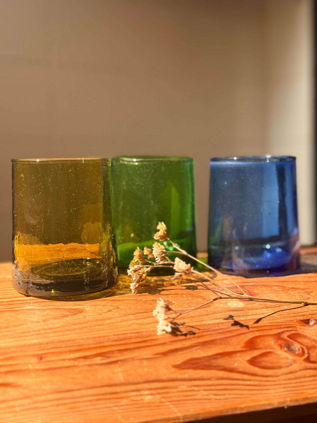Beldi Glass Set | Tumbler | Green Olive - Tissire Atelier - BeldiModernGreen-1