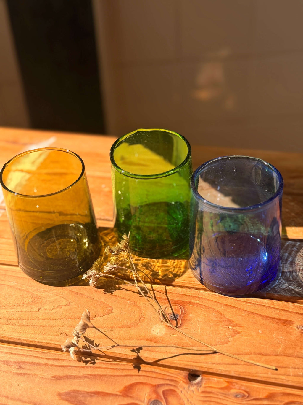 Beldi Glass Set | Tumbler | Green Olive - Tissire Atelier - BeldiModernGreen-1