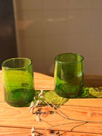 Beldi Glass Set | Tumbler | Green Olive - Tissire Atelier - BeldiModernGreen-1