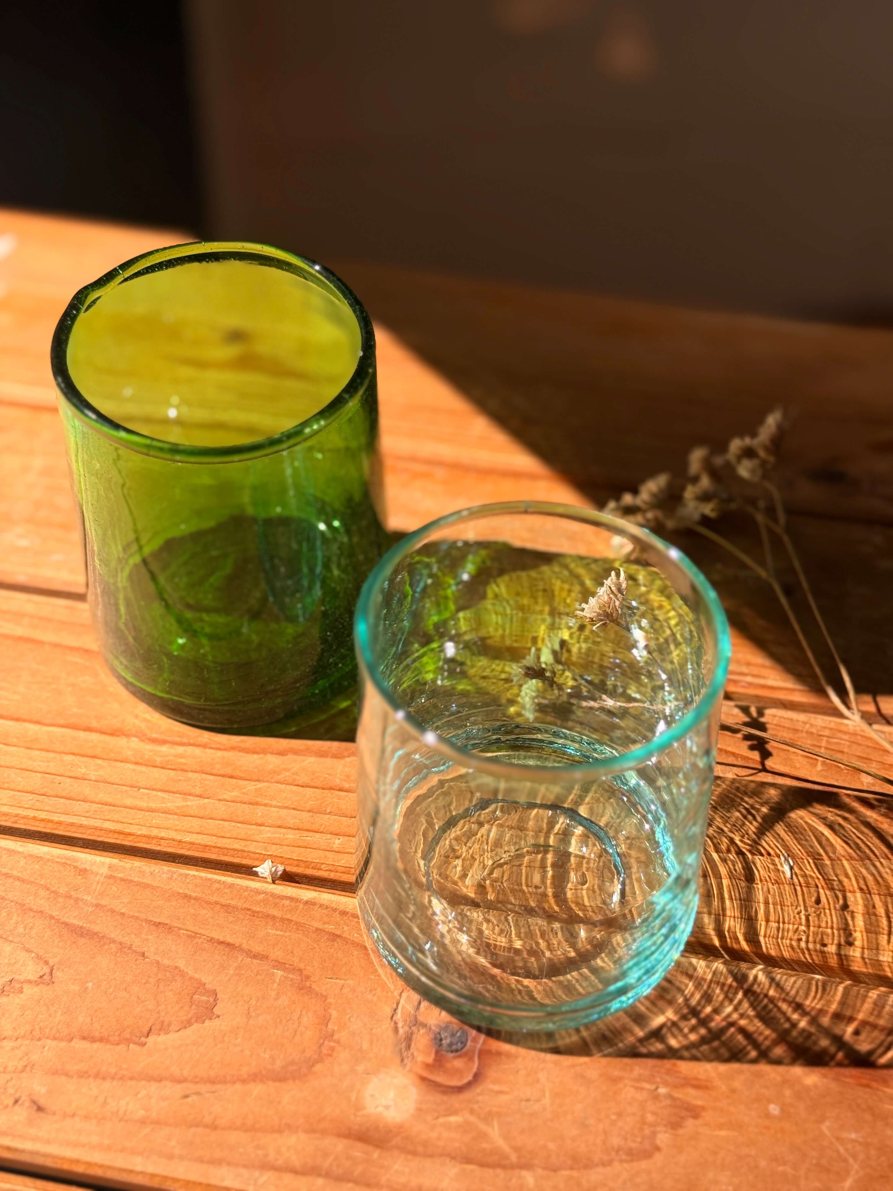 Beldi Glass Set | Tumbler | Green Olive - Tissire Atelier - BeldiModernGreen-1