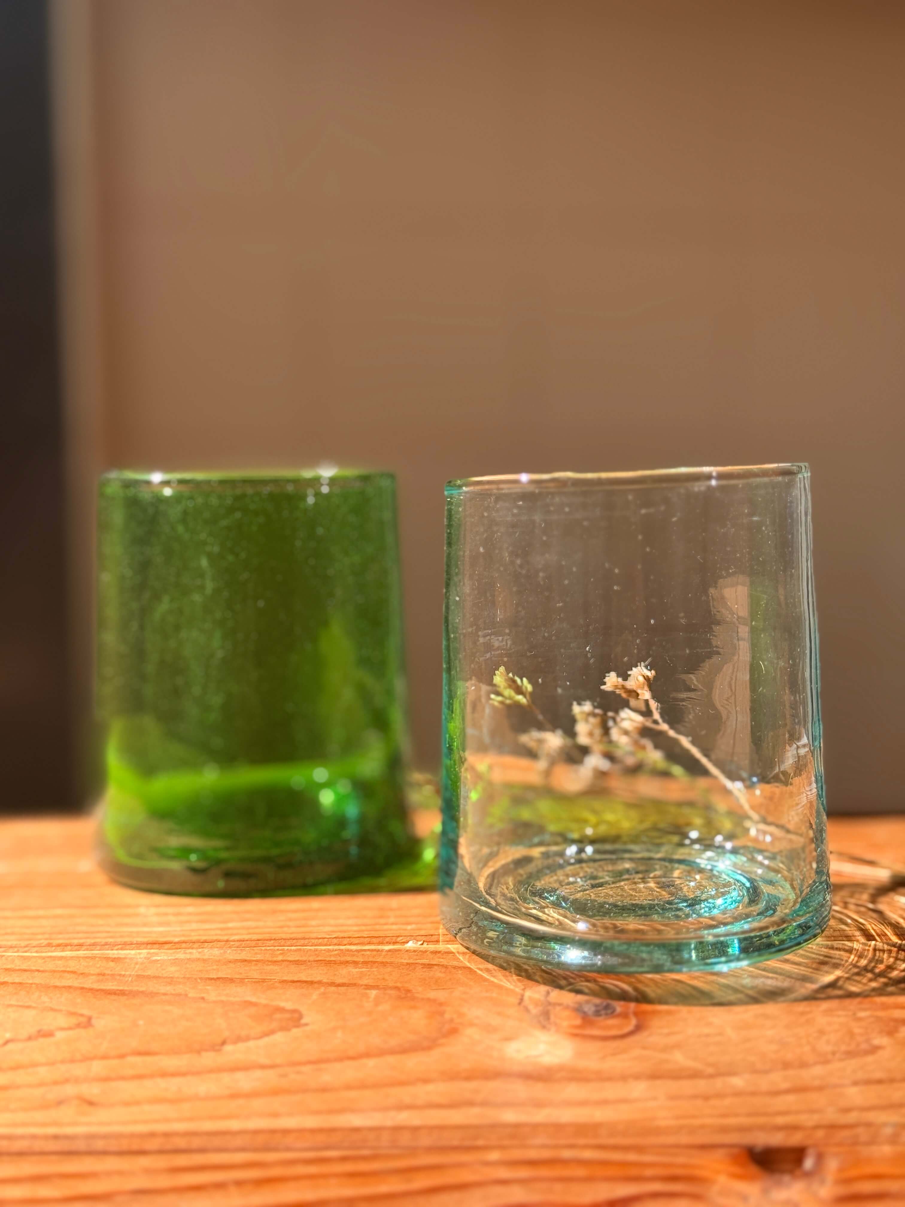 Beldi Glass Set | Tumbler | Green Olive - Tissire Atelier - BeldiModernGreen-1