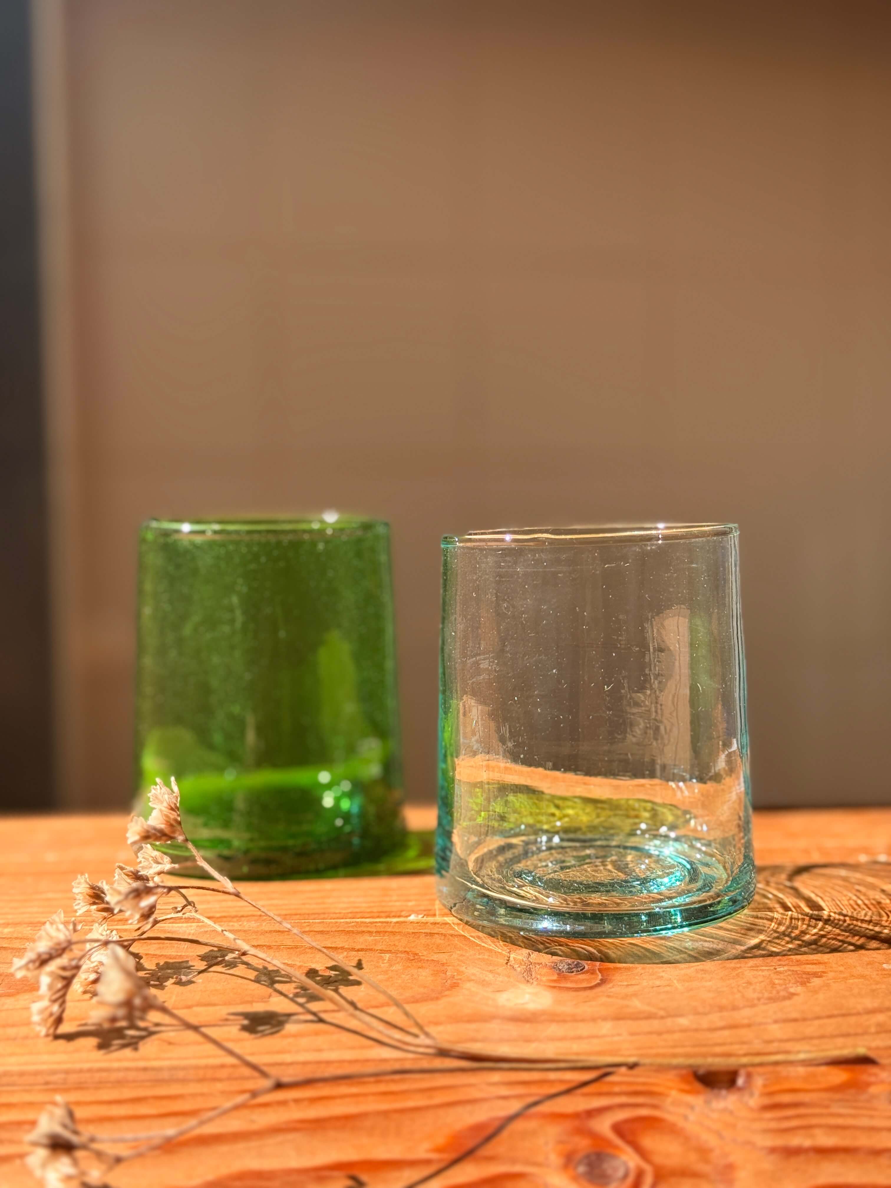 Beldi Glass Set | Tumbler | Green Olive - Tissire Atelier - BeldiModernGreen-3