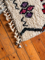 Izri | Handwoven Coloured Beni Ourain Rug | Ivory & Multicolour | Amazigh Berber Wool Carpet - Tissire Atelier - 