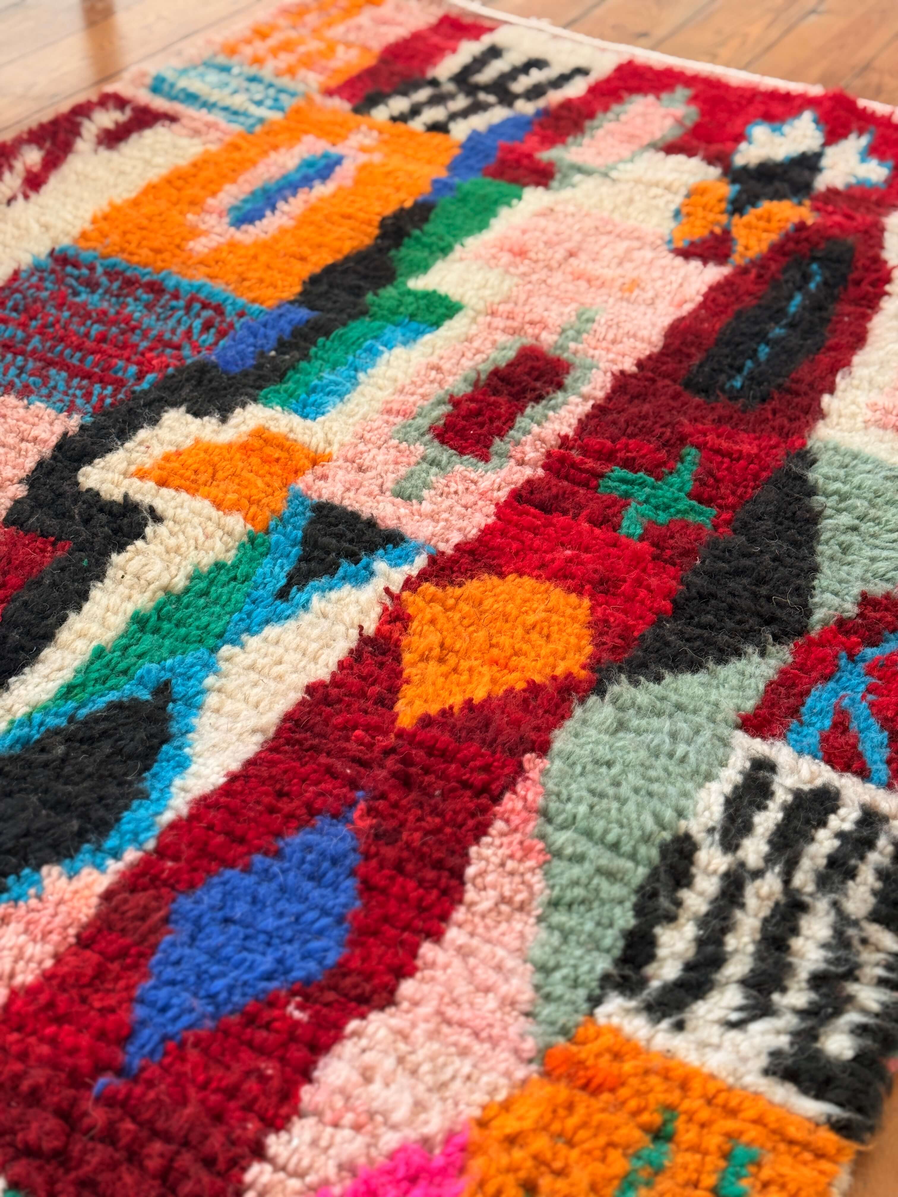 Tafat | Handwoven Boujaad Rug | Multi - Colour - Tissire Atelier - 