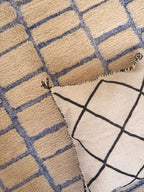 Azrag | Large Handwoven Beni Mrirt Rug | Cream and Blue - Tissire Atelier - 