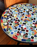 Bahja zellige mosaic side table, 50 cm, multicolour eight-point star, ready to ship from Brussels