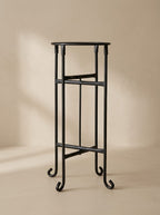 The straight folding wrought iron base for the 65 cm height, round tube painted matte black, included in the price.