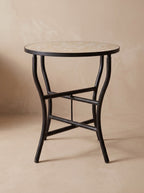 Semsem cream and sand zellige mosaic side table on its folding wrought iron base, colour rendering of the design