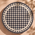 Fahm zellige mosaic side table, charcoal black dots on cream, colour rendering of the design