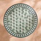 Salmia zellige mosaic side table, sage green tumbling cubes, colour rendering of the design